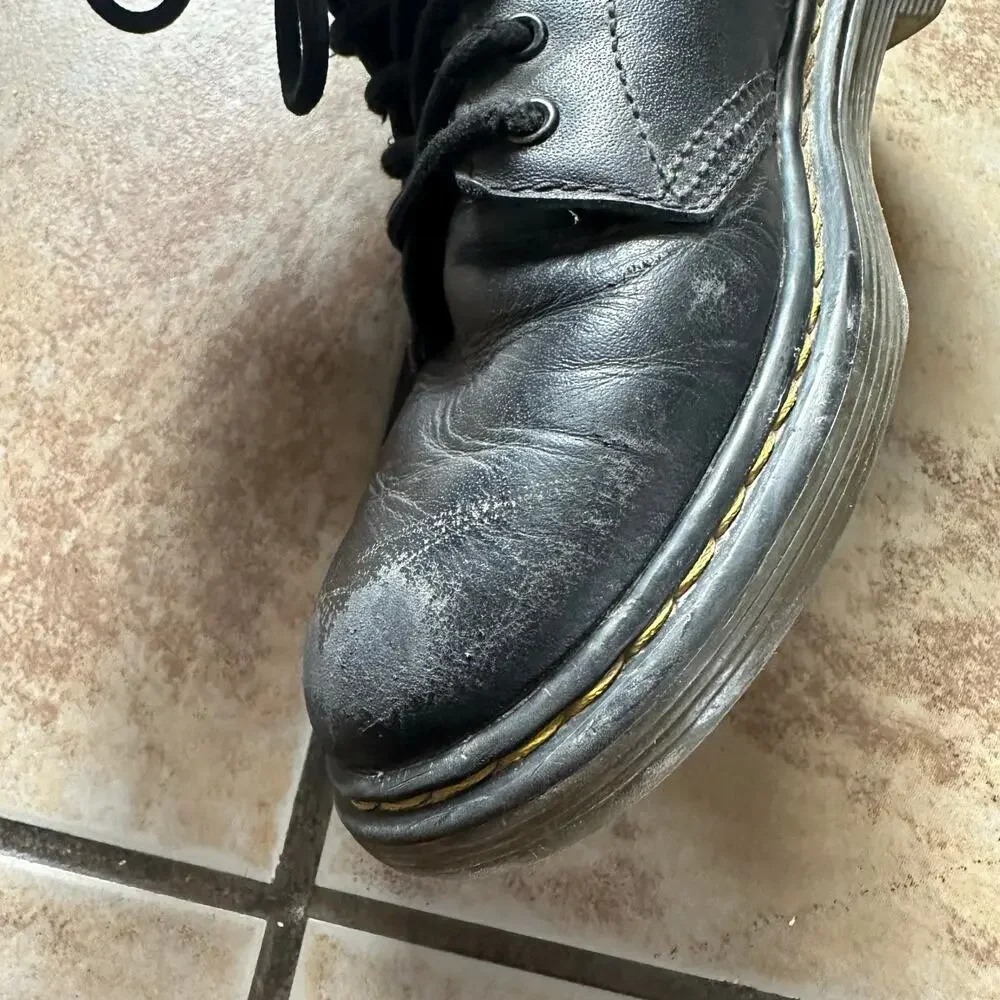 Dr Marten Zip Side Boots 1460 J Youth‎ Size 3 Black Leather Lace Up